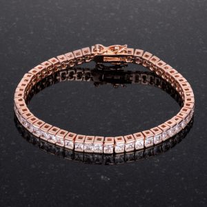9.7Ct Princess Cut 7in CZ Rose Gold Bracelet - Image 3