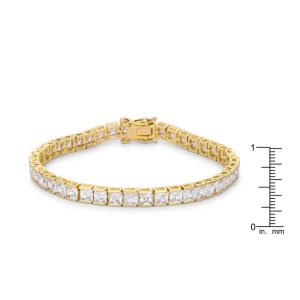 Princess Cut CZ Gold Tone Tennis Bracelet - Image 2