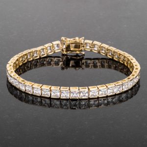 Princess Cut CZ Gold Tone Tennis Bracelet - Image 3