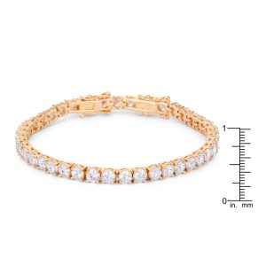 17.6 Ct Gold Plated Tennis Bracelet with Shimmering Round CZ - Image 3