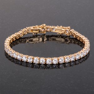 17.6 Ct Gold Plated Tennis Bracelet with Shimmering Round CZ - Image 2