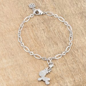 Rudy 0.25ct CZ Rhodium Reindeer Charm Bracelet - Image 3