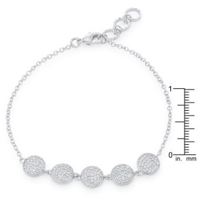 Carol 0.8ct CZ Rhodium Pave Disc Bracelet - Image 2