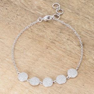 Carol 0.8ct CZ Rhodium Pave Disc Bracelet - Image 3