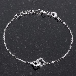 .1 Ct Rhodium Bracelet with Interlocking Floral Links - Image 3