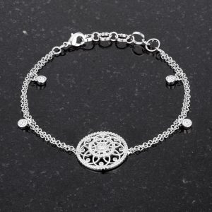 .5 Ct Rhodium Bracelet with Interlocking Circles and CZ - Image 3