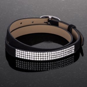 Stylish Black Colored Wrap Bracelet with Crystals - Image 3