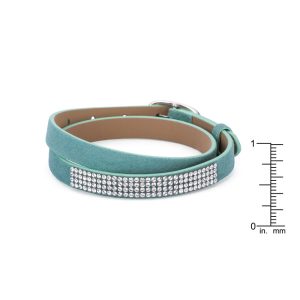 Stylish Turquoise Colored Wrap Bracelet with Crystals - Image 2