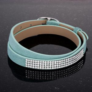 Stylish Turquoise Colored Wrap Bracelet with Crystals - Image 3