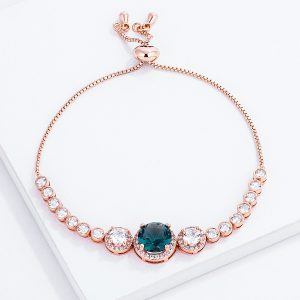 Adjustable Rose Gold Plated Graduated CZ Bolo Style Tennis Bracelet - Image 2