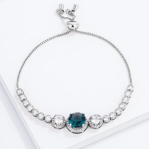 Adjustable Rhodium Plated Graduated CZ Bolo Style Tennis Bracelet - Image 2