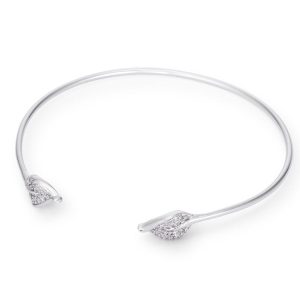 Trendy Rhodium Bracelet with Clear Cubic Zirconia Accents - Image 2