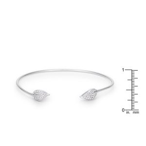 Trendy Rhodium Bracelet with Clear Cubic Zirconia Accents - Image 3