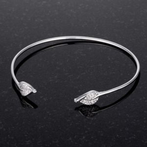 Trendy Rhodium Bracelet with Clear Cubic Zirconia Accents - Image 4