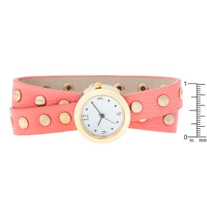 Pink Round Studded Wrap Watch - Image 3
