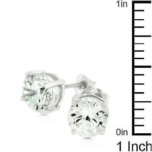 7mm Round Cut Stud Earrings - Image 3