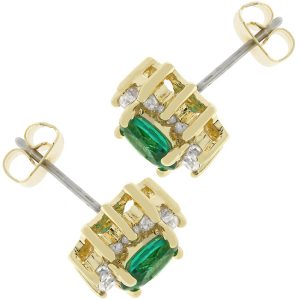 Emerald Flower Stud Earrings - Image 2