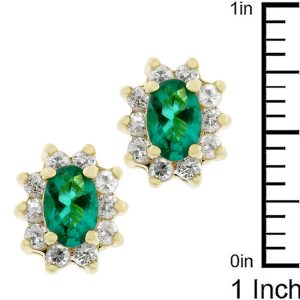 Emerald Flower Stud Earrings - Image 3