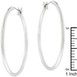 Basic Silvertone Finish Hoop Earrings - Image 3