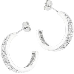 Studded Cubic Zirconia Hooplet Earrings - Image 2