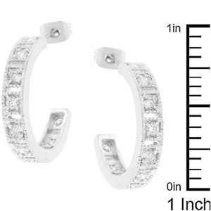 Studded Cubic Zirconia Hooplet Earrings - Image 3