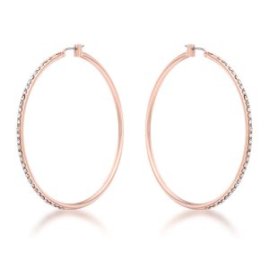 Large Rosegold Hoop Earrings with Crystals