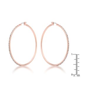 Large Rosegold Hoop Earrings with Crystals - Image 2