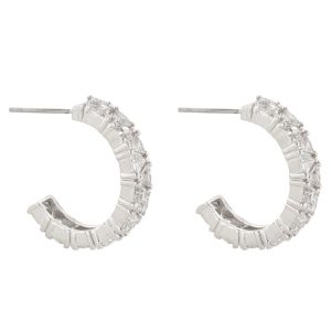Trillion Cut Cubic Zirconia Hoop Earrings - Image 2