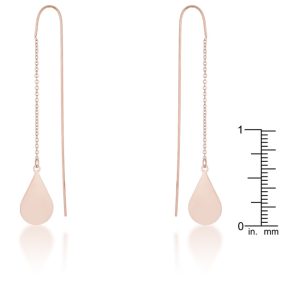 Chloe Rose Gold Stainless Steel Teardrop Threaded Drop Earrings - Image 2