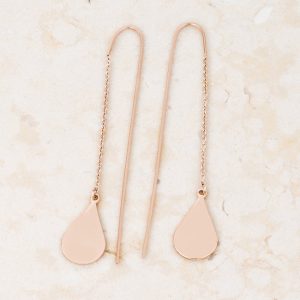 Chloe Rose Gold Stainless Steel Teardrop Threaded Drop Earrings - Image 3
