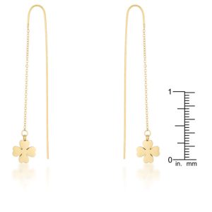 Patricia Gold Stainless Steel Clover Threaded Drop Earrings - Image 2