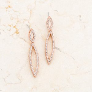 Sara 1.2ct CZ Rose Gold Delicate Double Teardrop Drop Earrings - Image 4