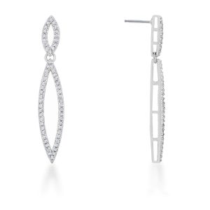 Sara 1.2ct CZ Rhodium Delicate Double Teardrop Drop Earrings - Image 2