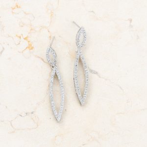 Sara 1.2ct CZ Rhodium Delicate Double Teardrop Drop Earrings - Image 4