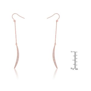 Luna 0.5ct CZ Rose Gold Delicate Moon Drop Earrings - Image 2