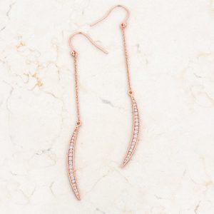 Luna 0.5ct CZ Rose Gold Delicate Moon Drop Earrings - Image 3