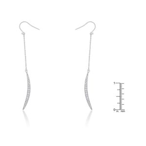 Luna 0.5ct CZ Rhodium Delicate Moon Drop Earrings - Image 2