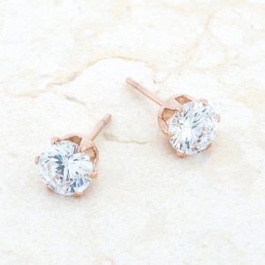 Reign 3.4ct CZ Rose Gold Stainless Steel Stud Earrings - Image 4