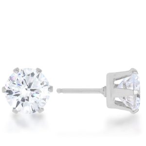 Reign 3.4ct CZ Rhodium Stainless Steel Stud Earrings - Image 2