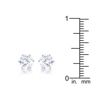 Reign 3.4ct CZ Rhodium Stainless Steel Stud Earrings - Image 3