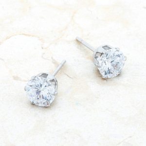 Reign 3.4ct CZ Rhodium Stainless Steel Stud Earrings - Image 4