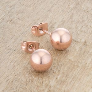 Julia Rose Gold Sphere Stud Earrings - Image 3