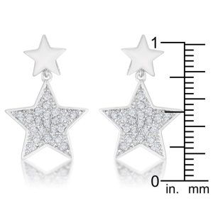 Bianca 0.5ct CZ Rhodium Star Drop Earrings - Image 2