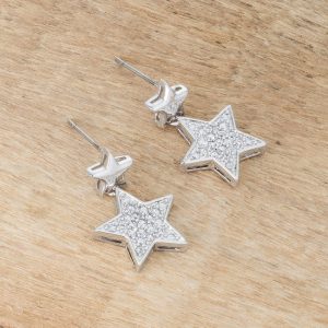 Bianca 0.5ct CZ Rhodium Star Drop Earrings - Image 3