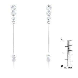 1.2Ct Graduated Rhodium Plated Drop Cubic Zirconia Earrings. - Image 2