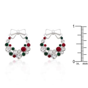 Holiday Wreath Colored Crystal Earrings - Image 2