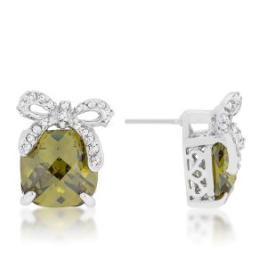 Olivine Drop Earrings with Bow - Image 2