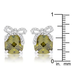 Olivine Drop Earrings with Bow - Image 3