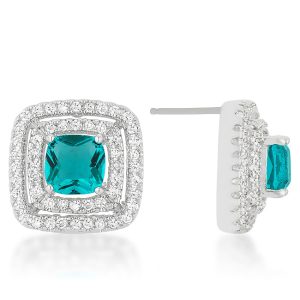 Aqua Halo Stud Earrings - Image 2