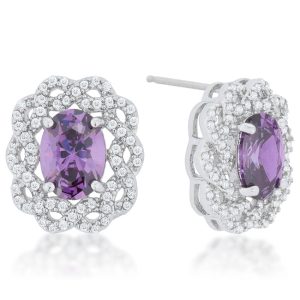 Amethyst Oval Stud Earrings - Image 2
